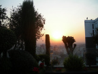 Západ slunce do smogu nad Mexico City